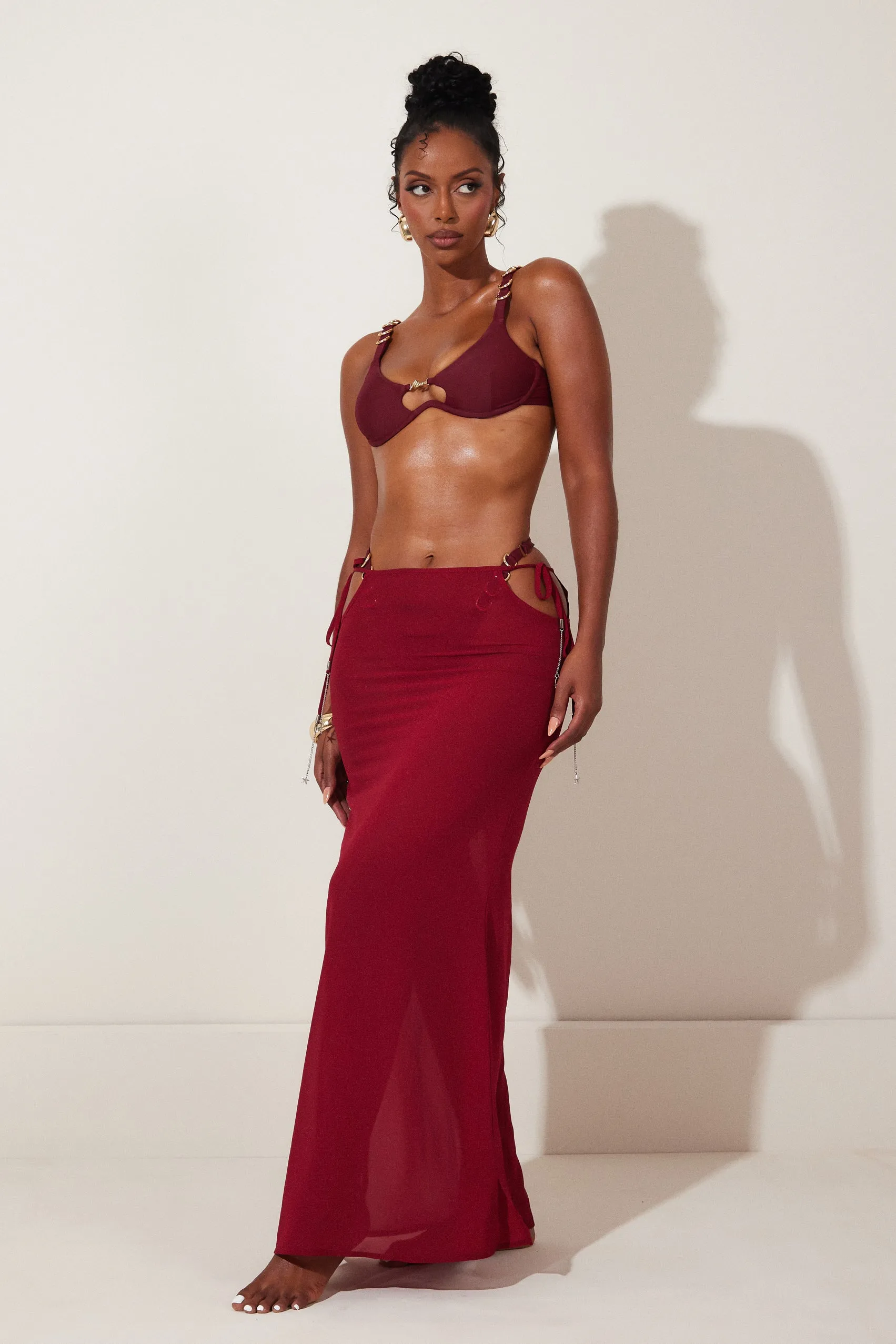 The Clementine Maxi Skirt - Wine 