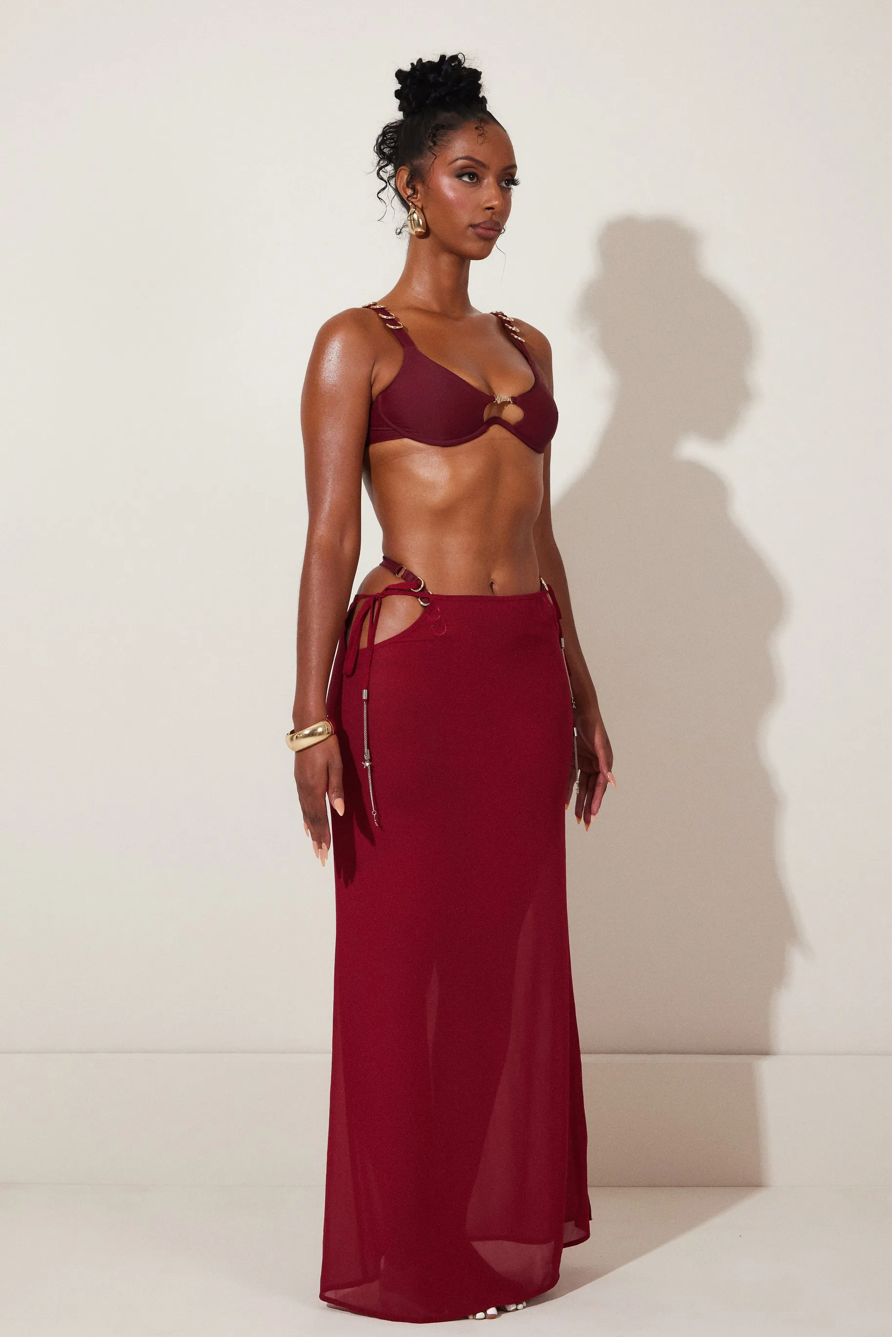 The Clementine Maxi Skirt - Wine 