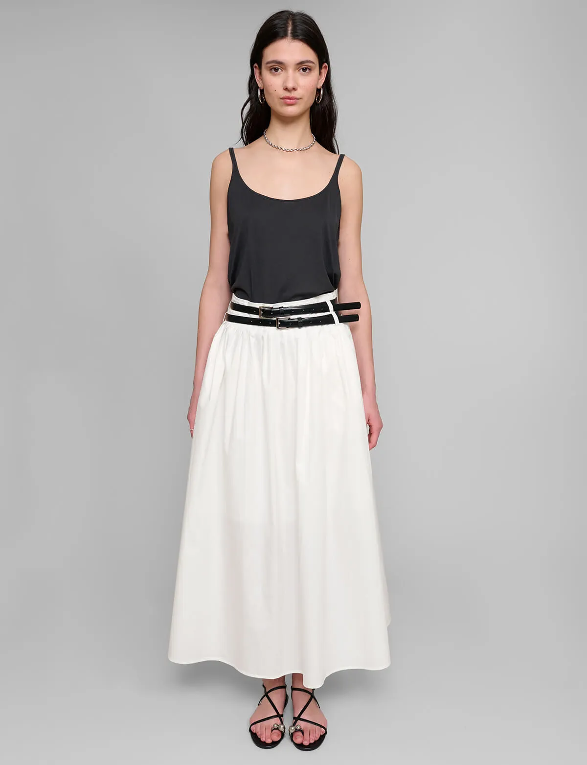 Thea White Double Belted Skirt-BESTSELLER