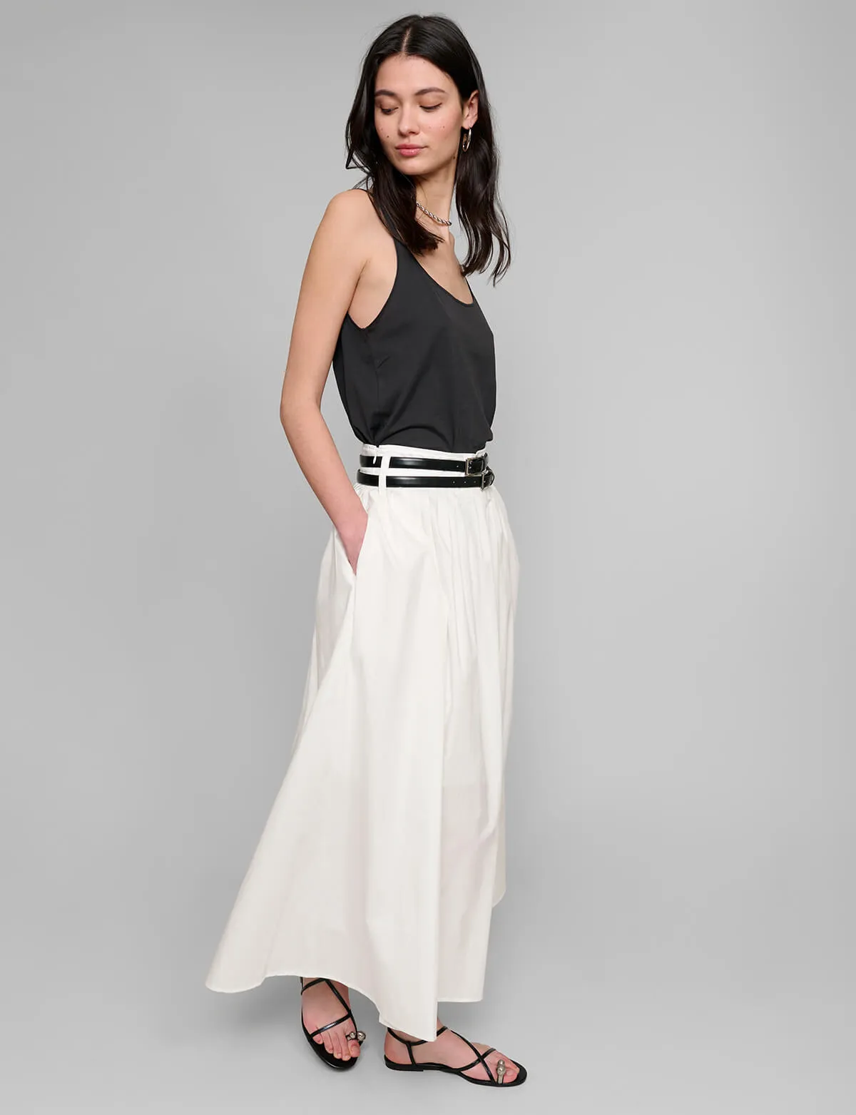 Thea White Double Belted Skirt-BESTSELLER