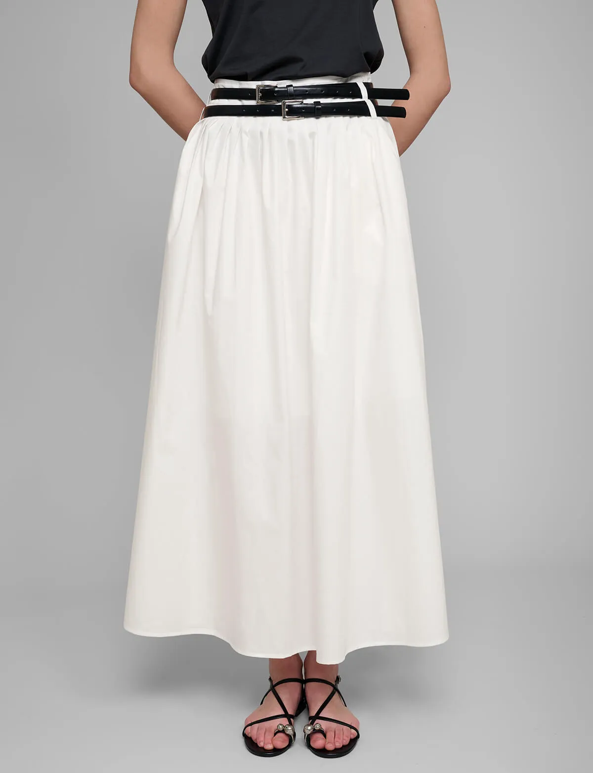 Thea White Double Belted Skirt-BESTSELLER