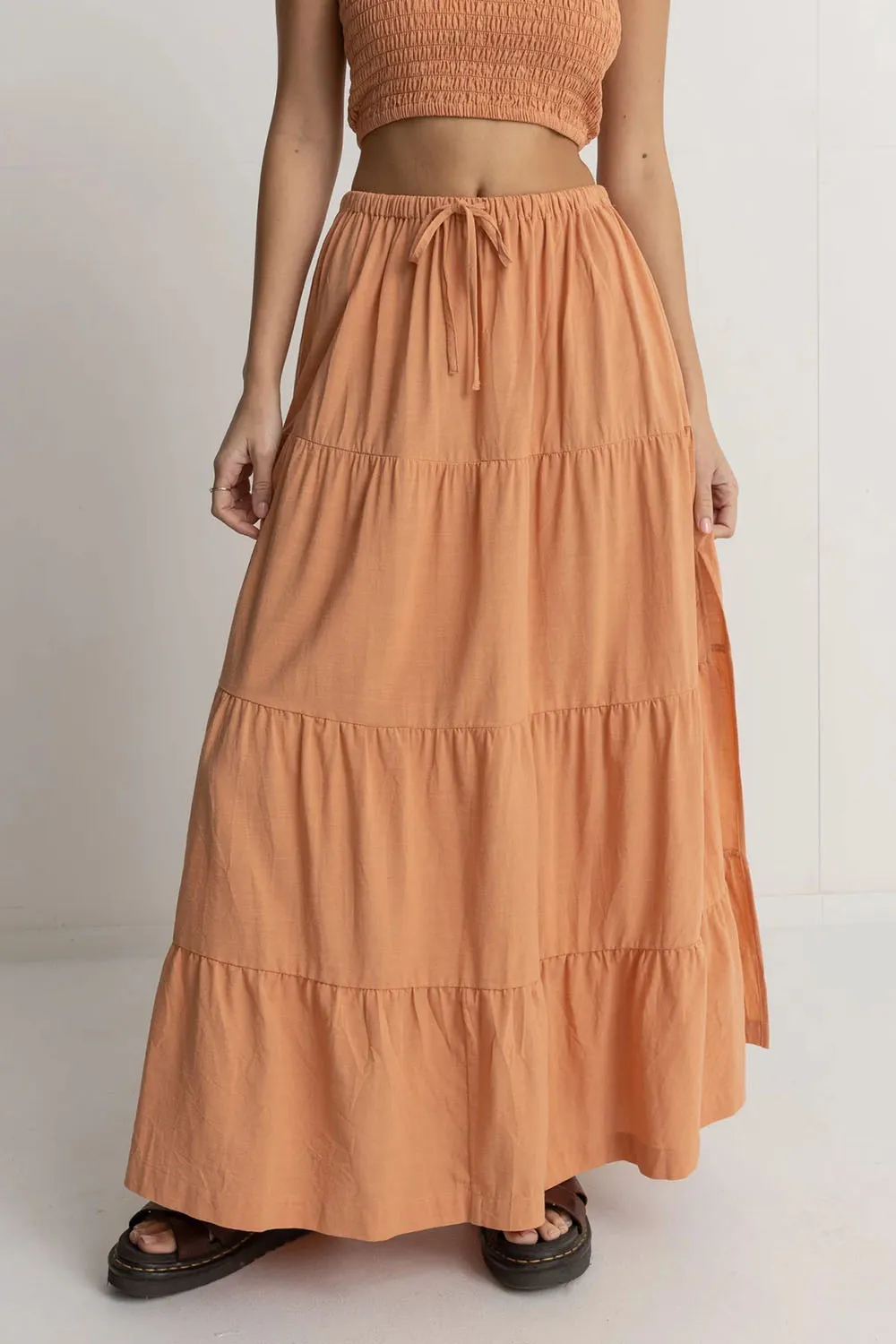 VILLA TIERED MAXI SKIRT Peach