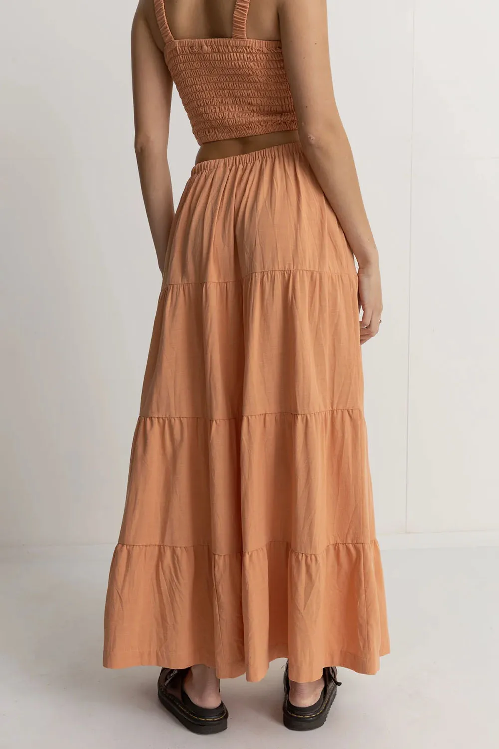 VILLA TIERED MAXI SKIRT Peach