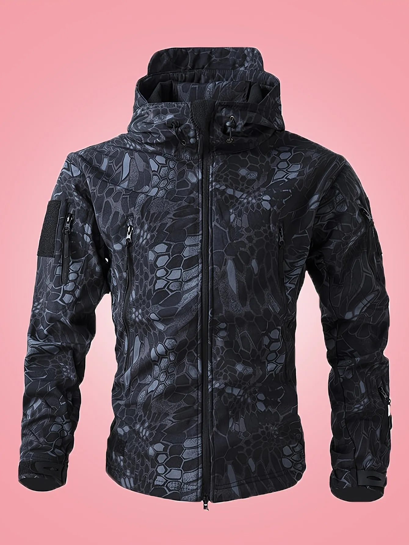 Warm Military Camouflage Hooded Windbreaker Outdoorjacket With Zippered Pockets For Men | Ideal for Winter