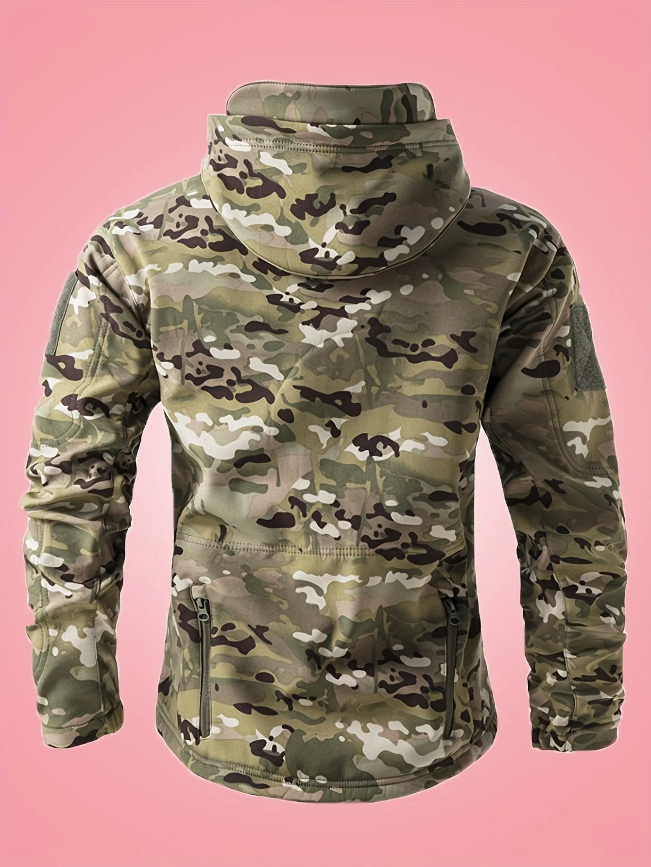 Warm Military Camouflage Hooded Windbreaker Outdoorjacket With Zippered Pockets For Men | Ideal for Winter