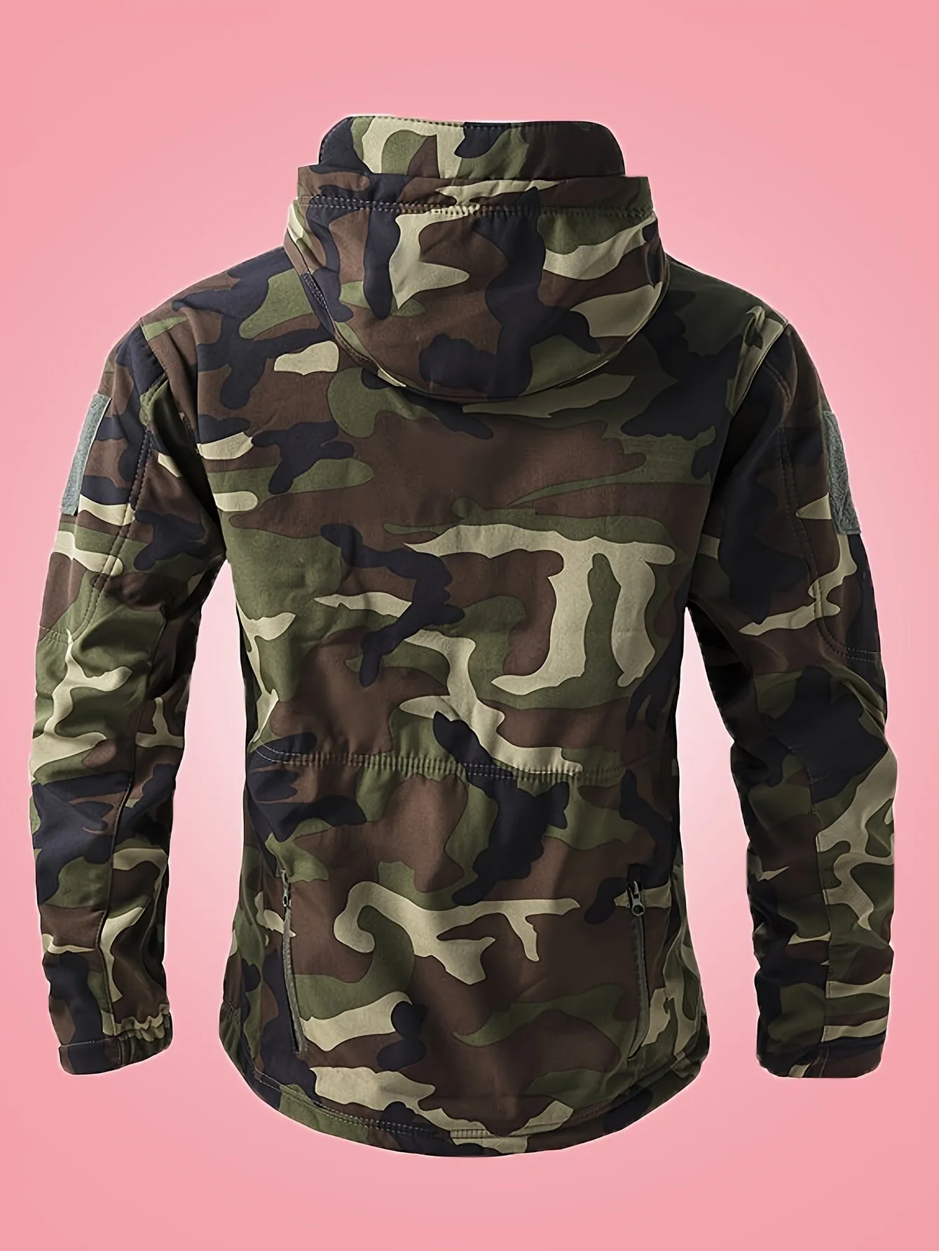 Warm Military Camouflage Hooded Windbreaker Outdoorjacket With Zippered Pockets For Men | Ideal for Winter