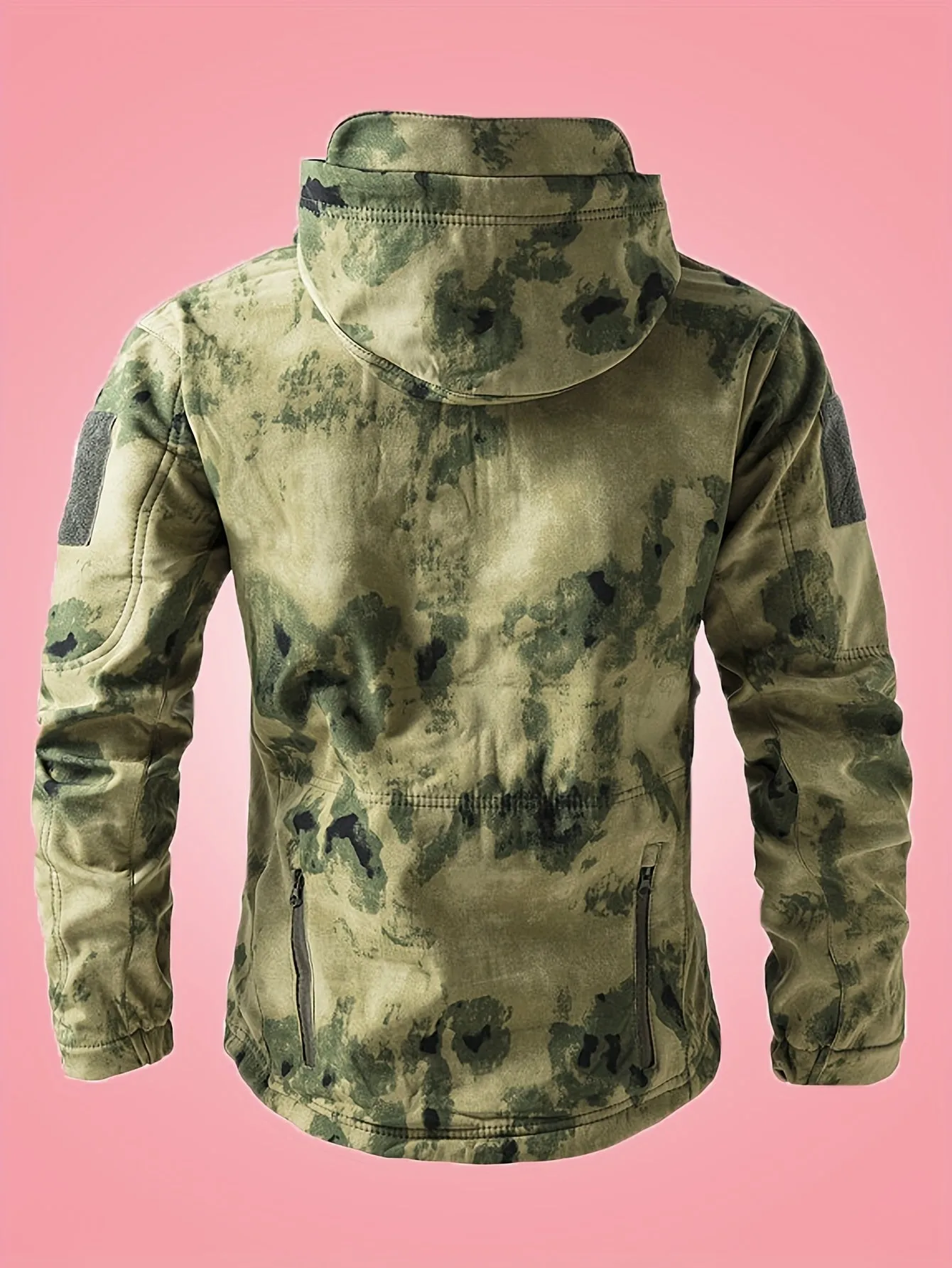 Warm Military Camouflage Hooded Windbreaker Outdoorjacket With Zippered Pockets For Men | Ideal for Winter