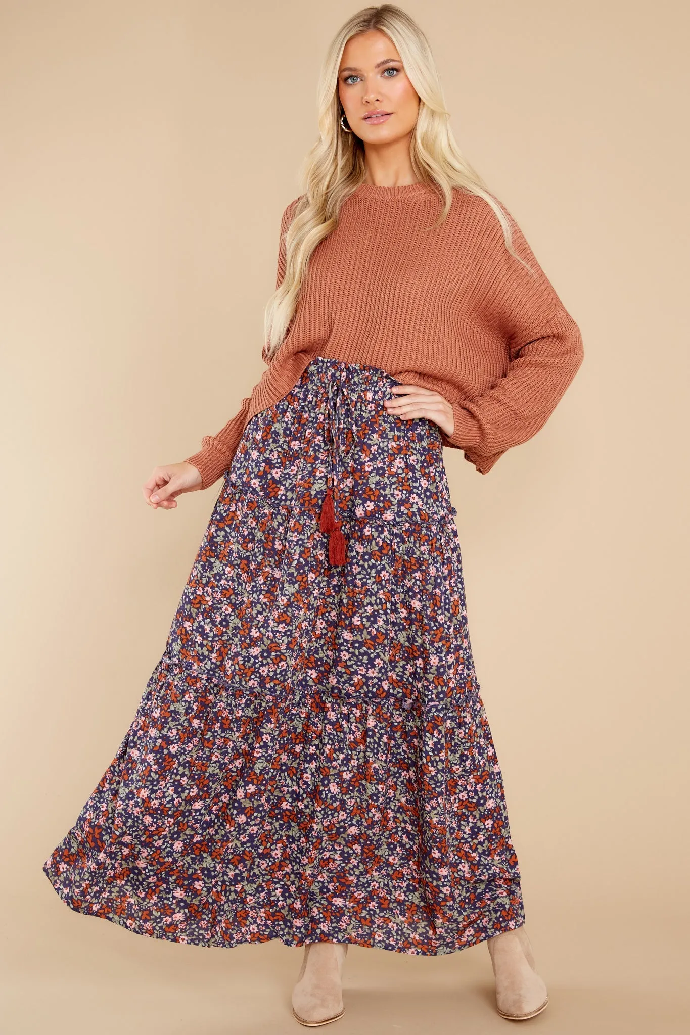 Wildflower Dreams Navy Floral Print Maxi Skirt