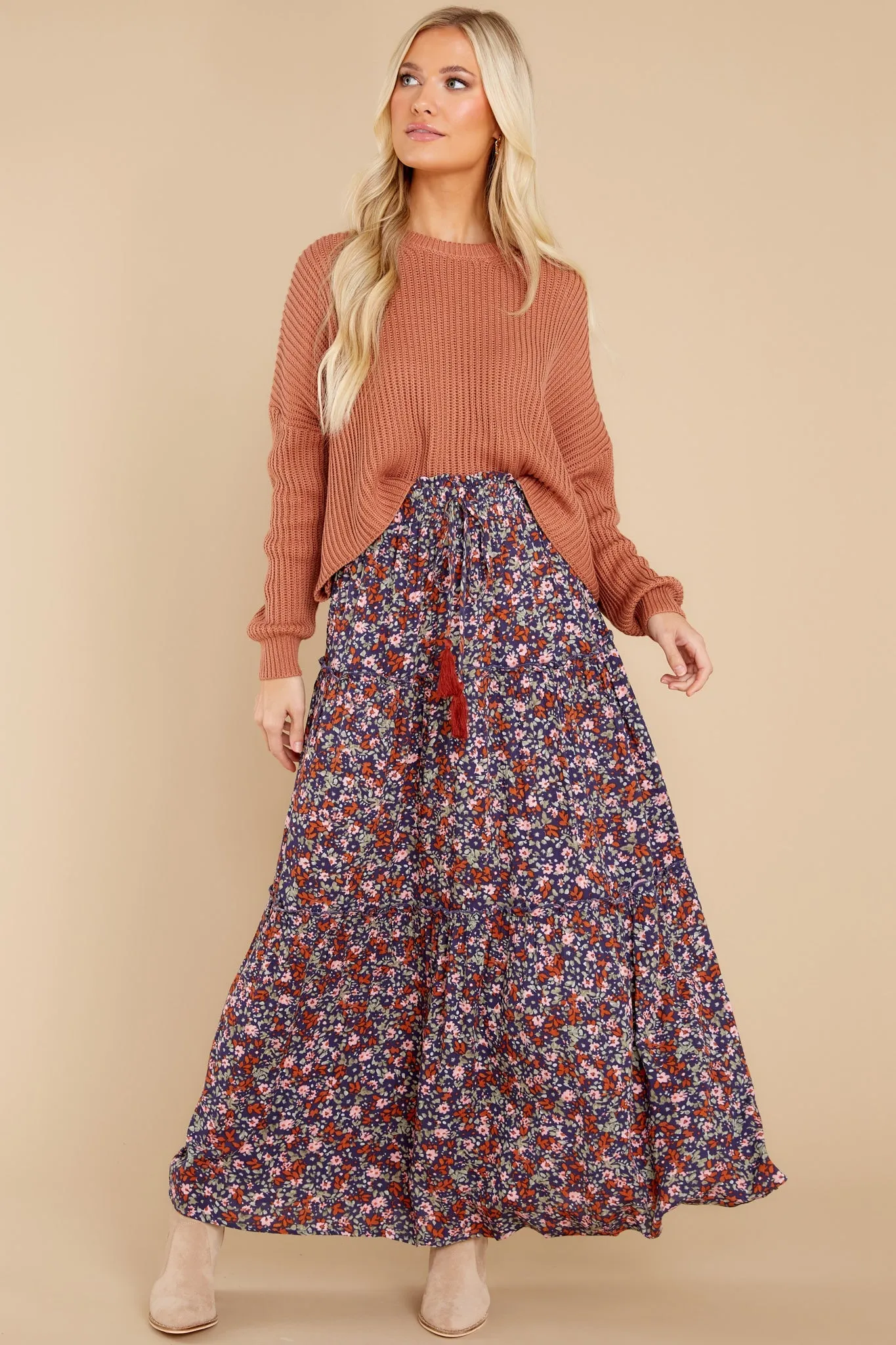 Wildflower Dreams Navy Floral Print Maxi Skirt