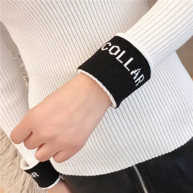 Women's Fashion High Collar Knitting Sweater