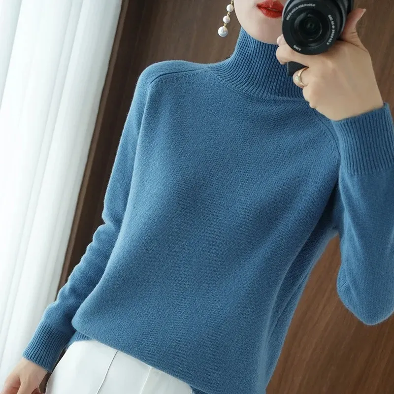 Women's Windproof Knitted Turtleneck Jumper | Ideal for Autumn/Winter